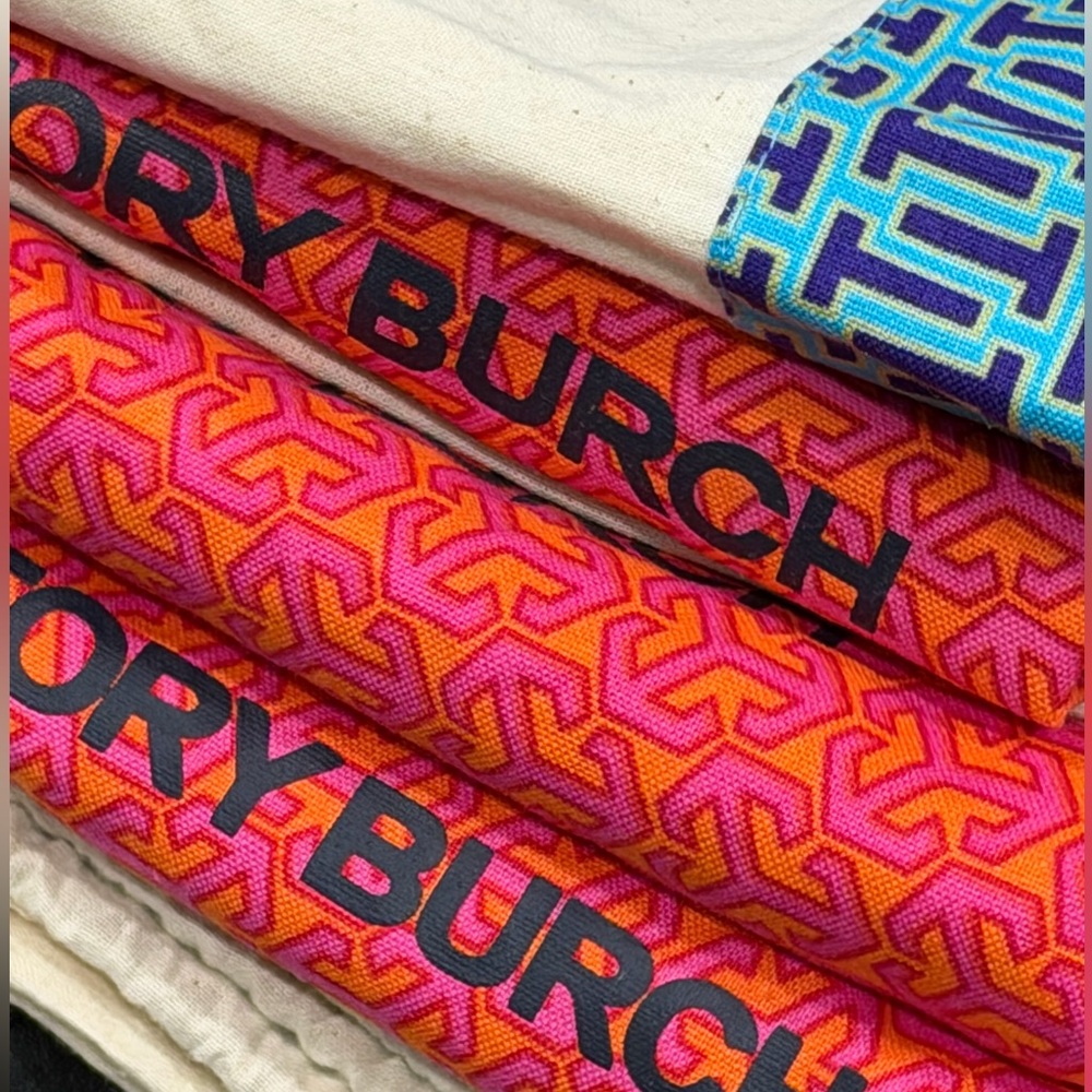 Tory Burch Canvas Trim with Pink and Orange Geometric Logo